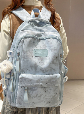 学院风双肩包女韩版初中生高中小学生书包休闲复古风星星减负背包