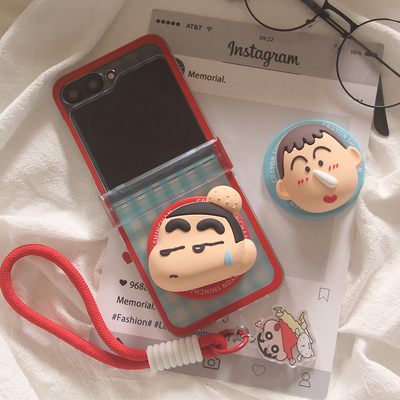 ins韩风立体卡通蜡笔小新阿呆适用三星zflip7手机壳ZFlip6个性手绳zflip7FE磁吸支架zflip4/3防摔zlip5保护套
