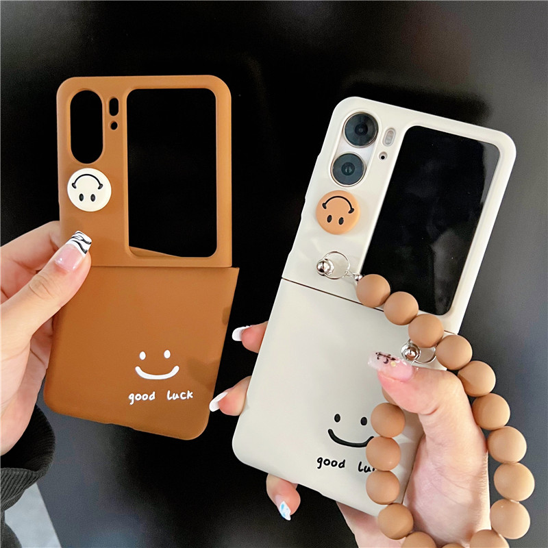 OPPO findn2 flip手机壳日韩简约微笑脸表情Find N2flip折叠屏创意个性N2 flip肌感磨砂壳手链find n2flip套
