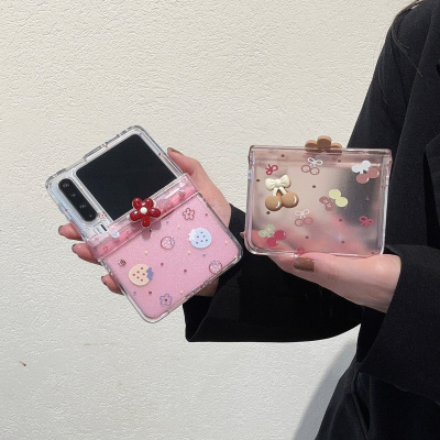 适用华为Purax手机壳pocket2小清新草莓樱桃MIXFlip荣耀vflip创意个性手链oppofindn3flip全包三星zflip6/5套