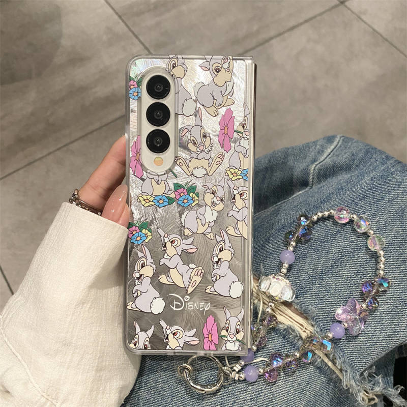 ins镭射卡通兔子zfold6手机壳GalaxyZfold5保护套手链ZFold3创意个性Fold4翻盖套ZFold5保护套w22套w23日韩5G