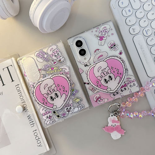 ins韩国卡通bunny适用三星GalaxyZFold8Ultra手机壳8Ultra保护套双层磁吸套手链ZFold8 wide外壳zfold7/6/5套