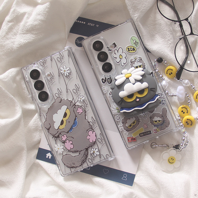 适用Galaxy三星ZFold7手机壳ins韩系权志龙立体ZOA猫咪ZFold5保护套手链W24磁吸支架zfold6双层折叠fold4硬壳