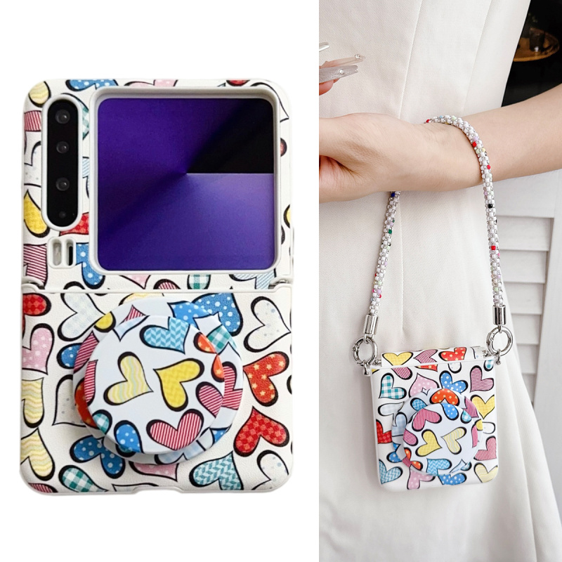 适用华为puraX手机壳Pocket2日韩ins彩色爱心荣耀MagicVFlip折叠屏OPPOFindN3Flip小米MIXFlip磁吸支架保护套