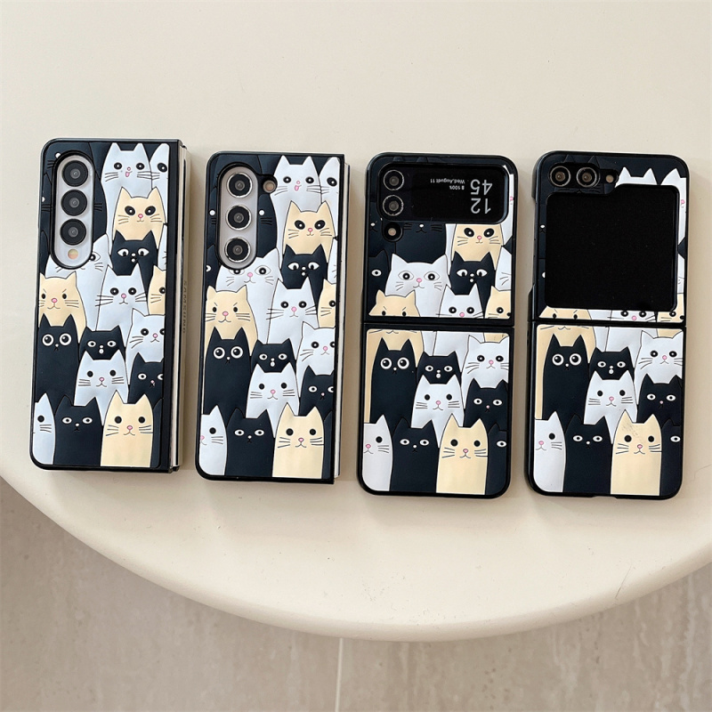 适用三星galaxyZFold6手机壳Fold5折叠屏韩系ins立体卡通可爱猫咪FOLD4/3浮雕zflip6/4防摔ZFLIP5保护套W22壳