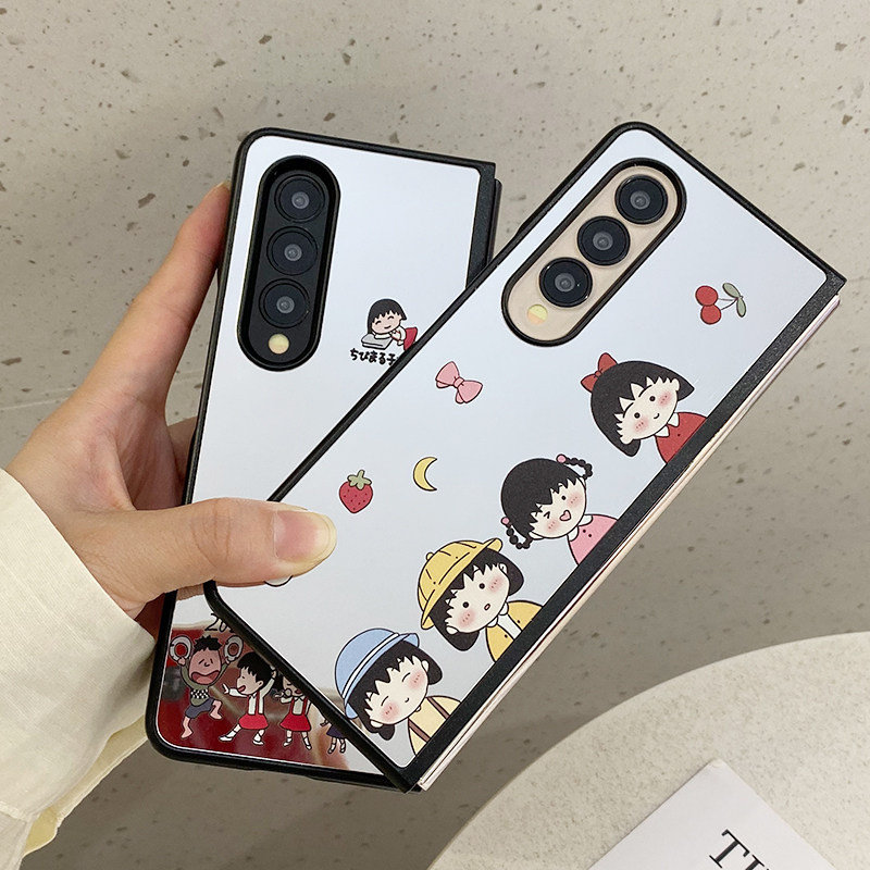 三星zfold5硬壳镜面卡通小丸子