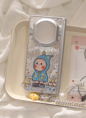 适用华为X7手机壳ins小众卡通可爱星星人新款折叠屏MateX6典藏版保护套手链防摔mateX5/x3防摔创意个性女X2壳