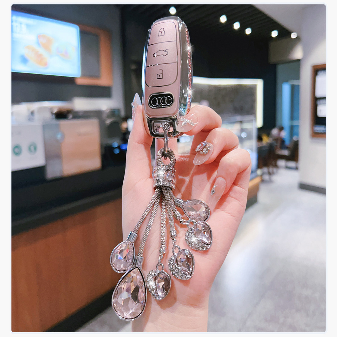 适用25款奥迪a6l钥匙套a4l/a3/q5l/q7/q8/q3/q2l/a5壳a8l高级感女