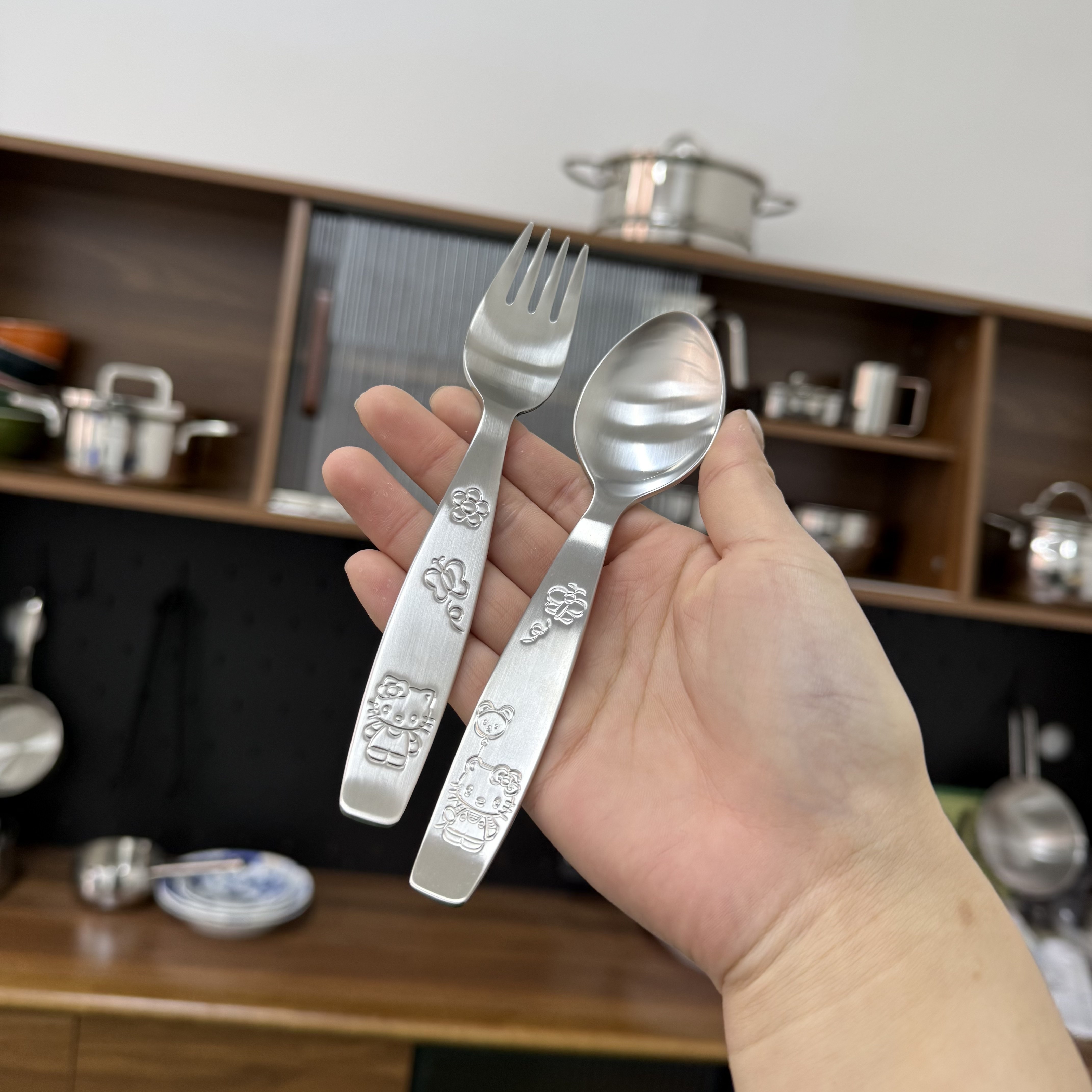 卡通316不锈钢勺叉餐具套装家用儿童吃饭喝汤勺子甜品勺水果叉