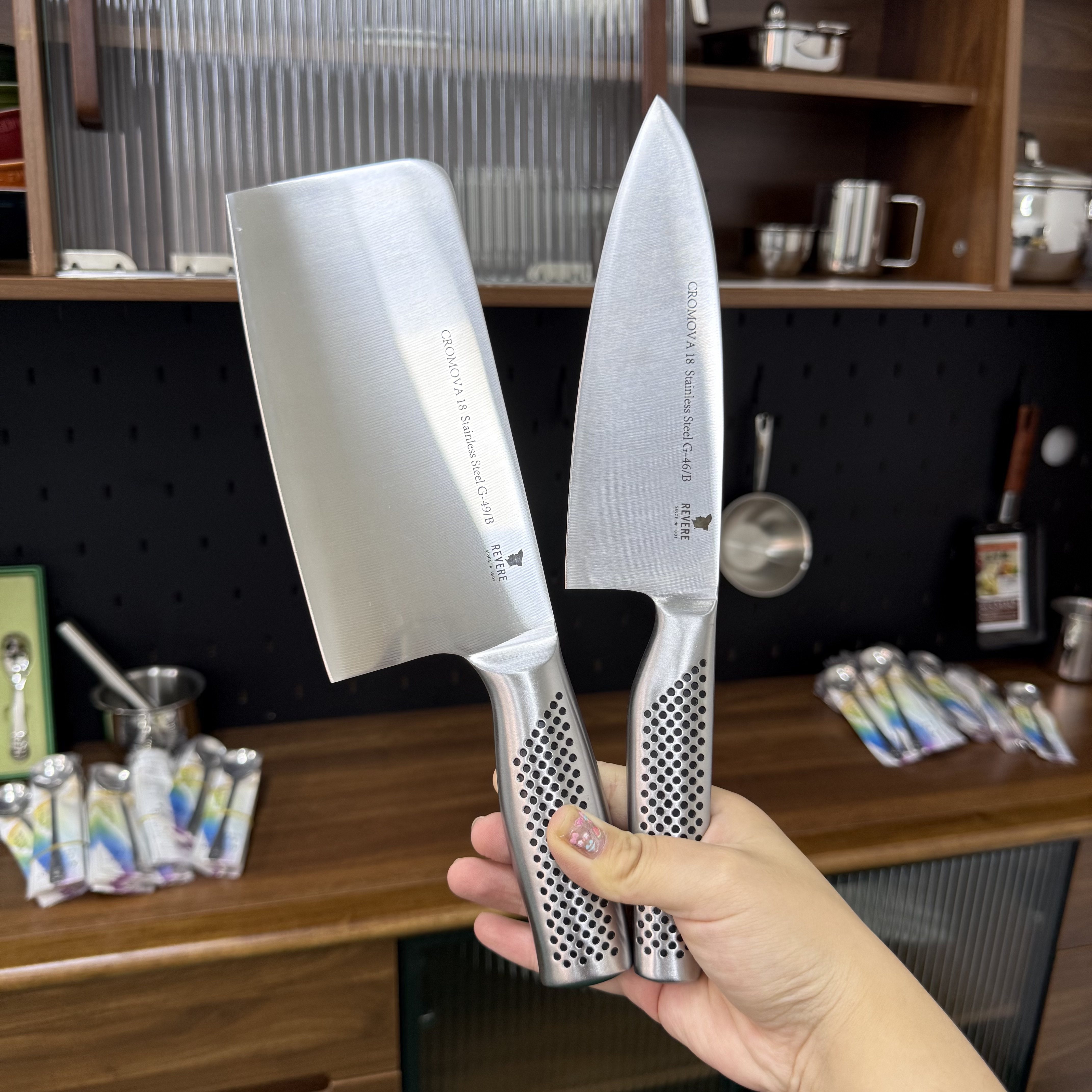 康宁不锈钢菜刀切片刀刀具两件套
