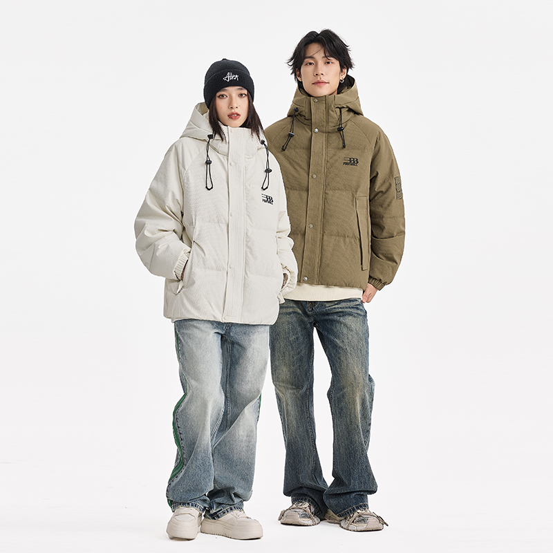 童先森羽絨服男秋冬新款白鴨絨連帽加厚保暖外套青少年潮牌面包服