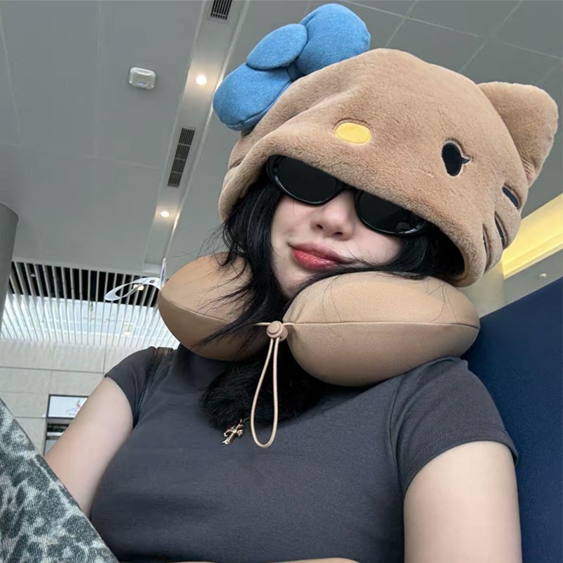 HelloKitty连帽护颈U型枕午睡图片
