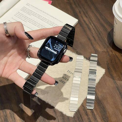 适用苹果手表s11表带SE金属小众iwatchs765男女s8/s9腕带替换新款