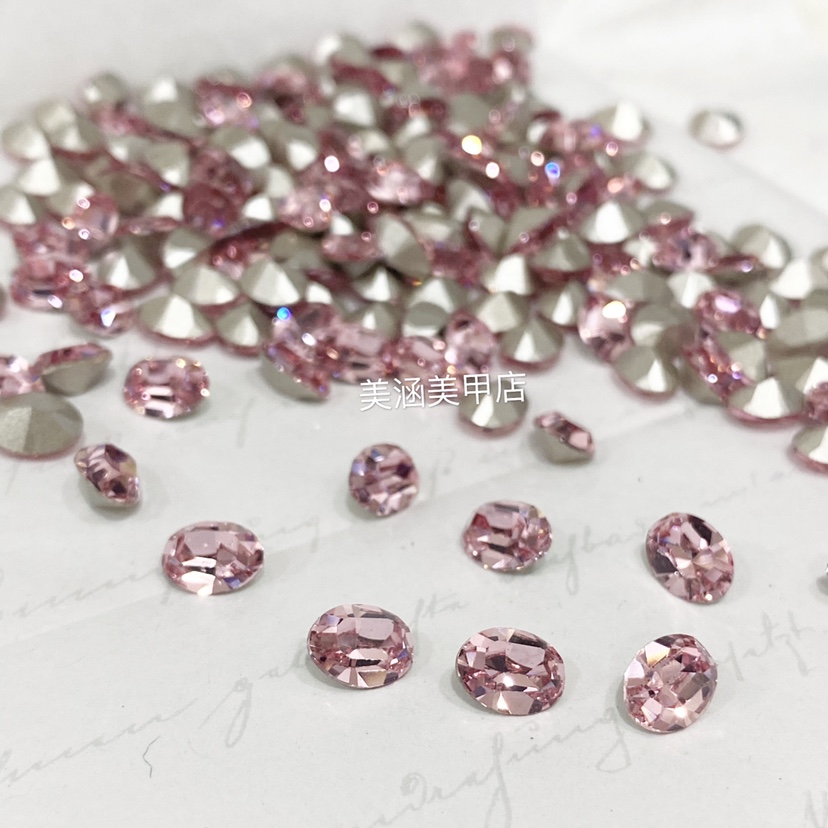 奥地利进口施家钻尖底异形钻4128-223粉色椭圆形补钻美甲钻首饰镶