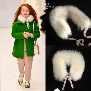 【清仓】冬季儿童配饰女童狐狸毛领系带假领子小中大童白狐毛围脖
