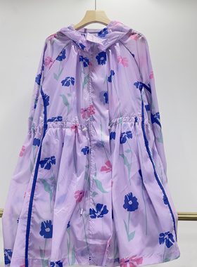 2025夏季时尚印花防晒衣女户外长款防晒服大码宽松花色户外薄外套