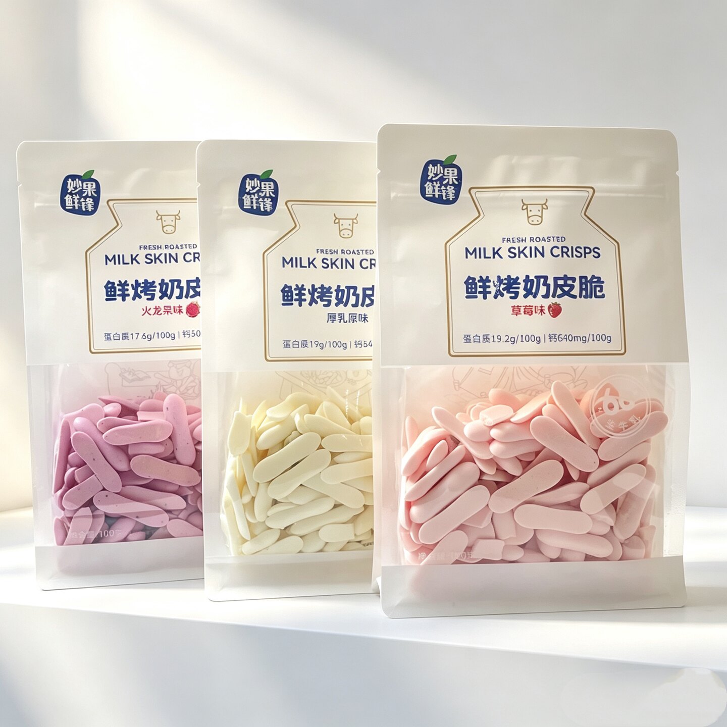 妙果鲜锋鲜烤奶皮脆厚乳原味100g图片