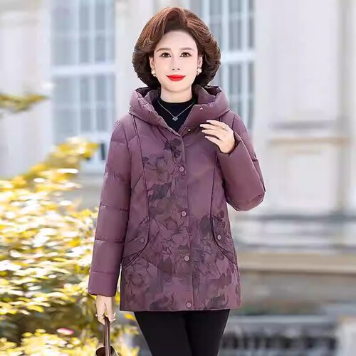 洋气奶奶装碎花羽绒服女冬季
