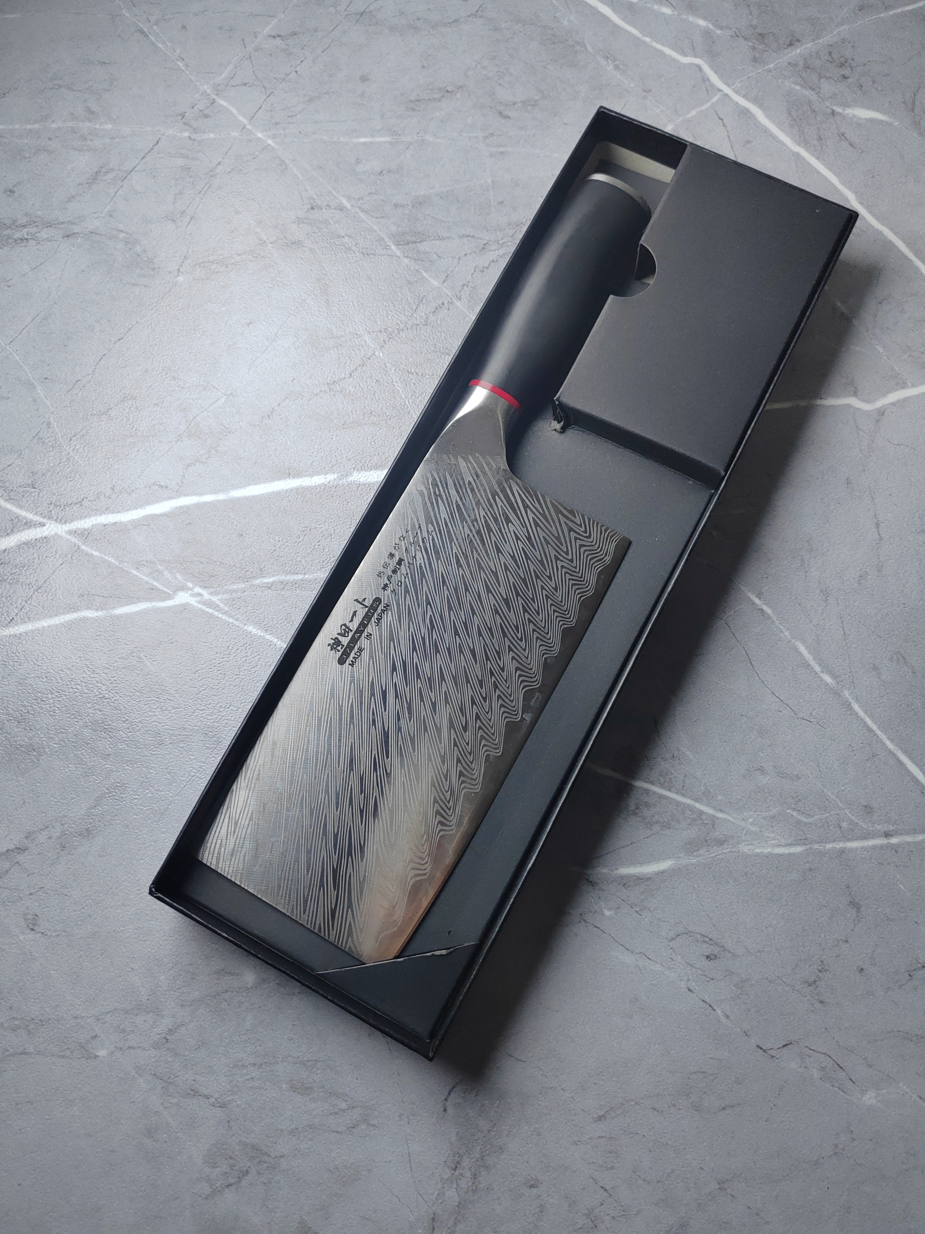 日本进口神田一卜大马士革羽毛纹菜刀厨师专用切片家用切菜刀切肉