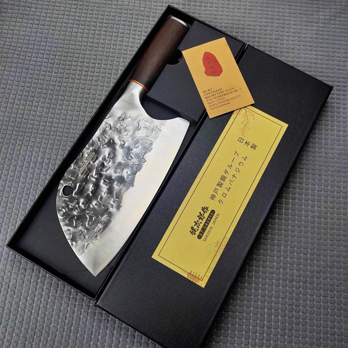 日本进口健次郎作菜刀锤纹锻打高碳钢鱼头刀切厨房菜刀斩切一体刀