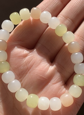 特价和田玉多宝手链多宝老形珠手串黄口浓藕粉白玉女款手钏手链8