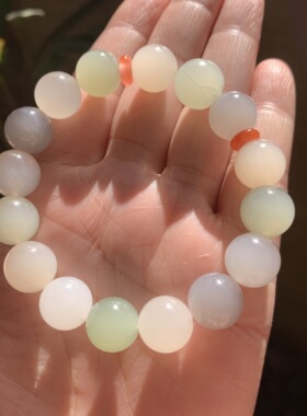 和田玉马卡龙多宝青海老料晴水藕粉烟紫冰白四色多宝串多宝手串12