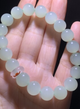 和田玉晴水手链手串青海老料子冰晴水起荧光和田玉女款手串手钏10