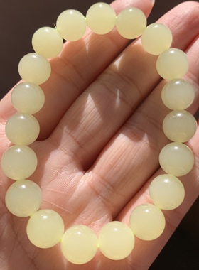 和田玉黄玉手链淡黄口手链鹅黄奶黄色女款手串手钏超细结构10