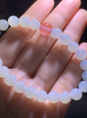 和田玉天青蓝手链青海野牛沟老料天青蓝月白色手链女款手串8mm