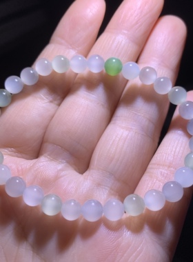 和田玉猫眼多宝手链青海料高冰猫眼高冰荧光素色多宝玛卡龙色5.8