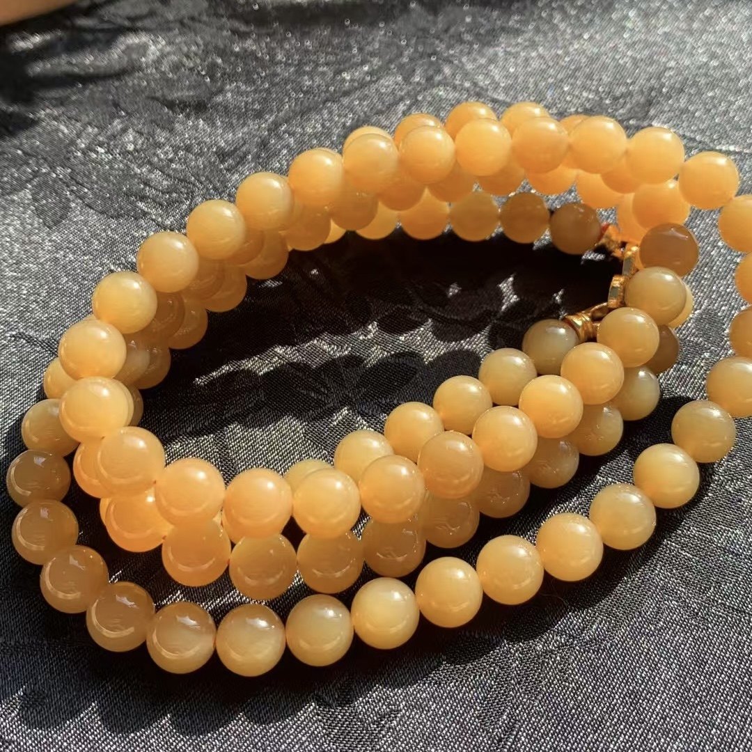 新疆且末糖108珠串新疆且末金山矿蜜糖金糖108项链毛衣链手链8mm