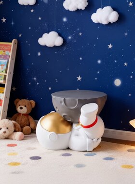 卡通宇航员儿童房装饰摆件树脂材质星空主题奇趣置物架