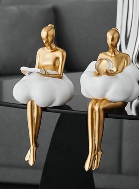 创意云边女孩桌边摆件办公室电视柜门口玄关装饰品小物件家居布置