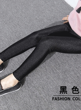 儿童光泽裤薄款女童夏季大码外穿白色九分打底裤中大童春秋季加绒