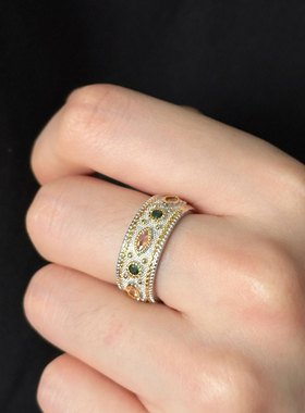 Komeiku 中古感vintage 拉丝工艺高级感 小众复古百搭开口戒指