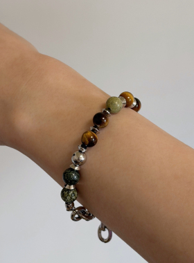 绿棕天然石手链太绝了Komeiku