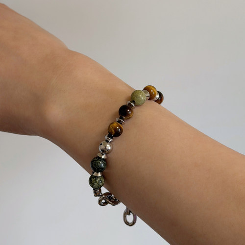 绿棕天然石手链太绝了Komeiku