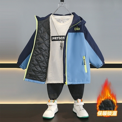 儿童冲锋衣夹棉外套新款小学生