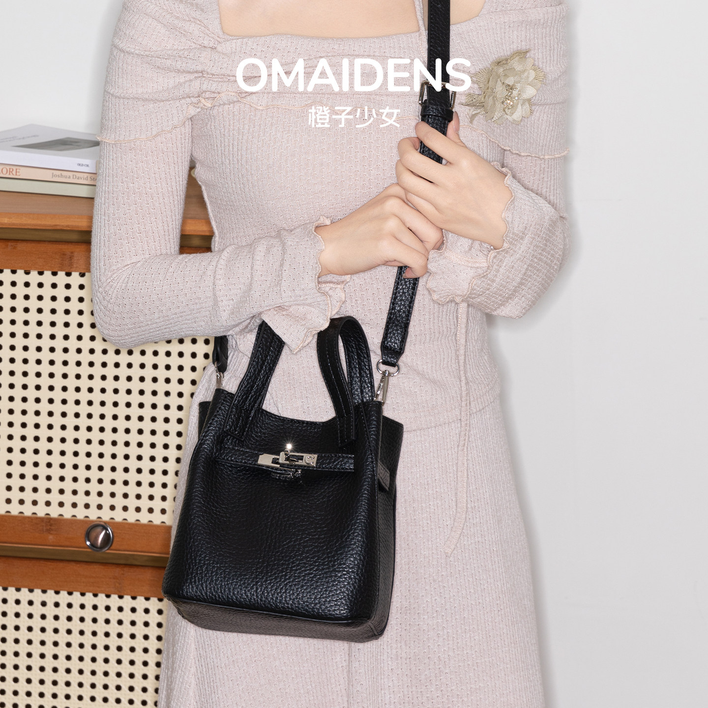 橙子少女小托特包女2026新款荔枝纹皮手提斜挎包高级感百搭水桶包,箱包皮具/热销女包/男包,托特包,淘宝优惠券,粉丝福利购,淘宝优惠卷