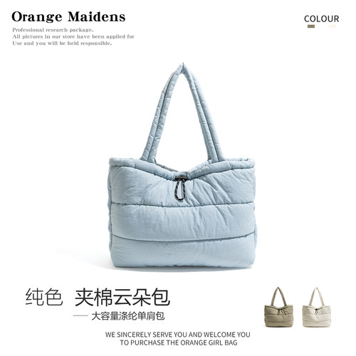 韩系多巴胺棉服包包抽绳小众