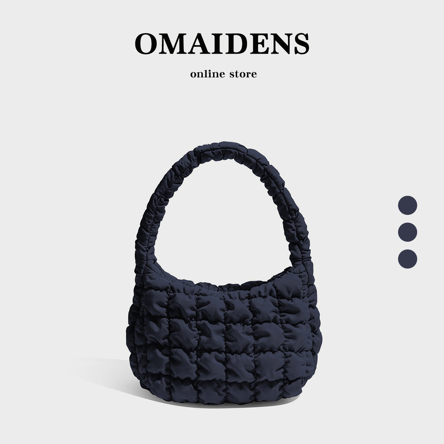 橙子少女深蓝色褶皱云朵包包女新月形腋下包百搭高级感单肩手提包,箱包皮具/热销女包/男包,腋下包,淘宝优惠券,粉丝福利购,淘宝优惠卷