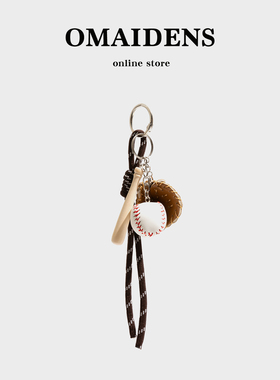 橙子少女miu系潮流棒球挂饰包包编绳钥匙扣挂件diy学院风撞色配饰