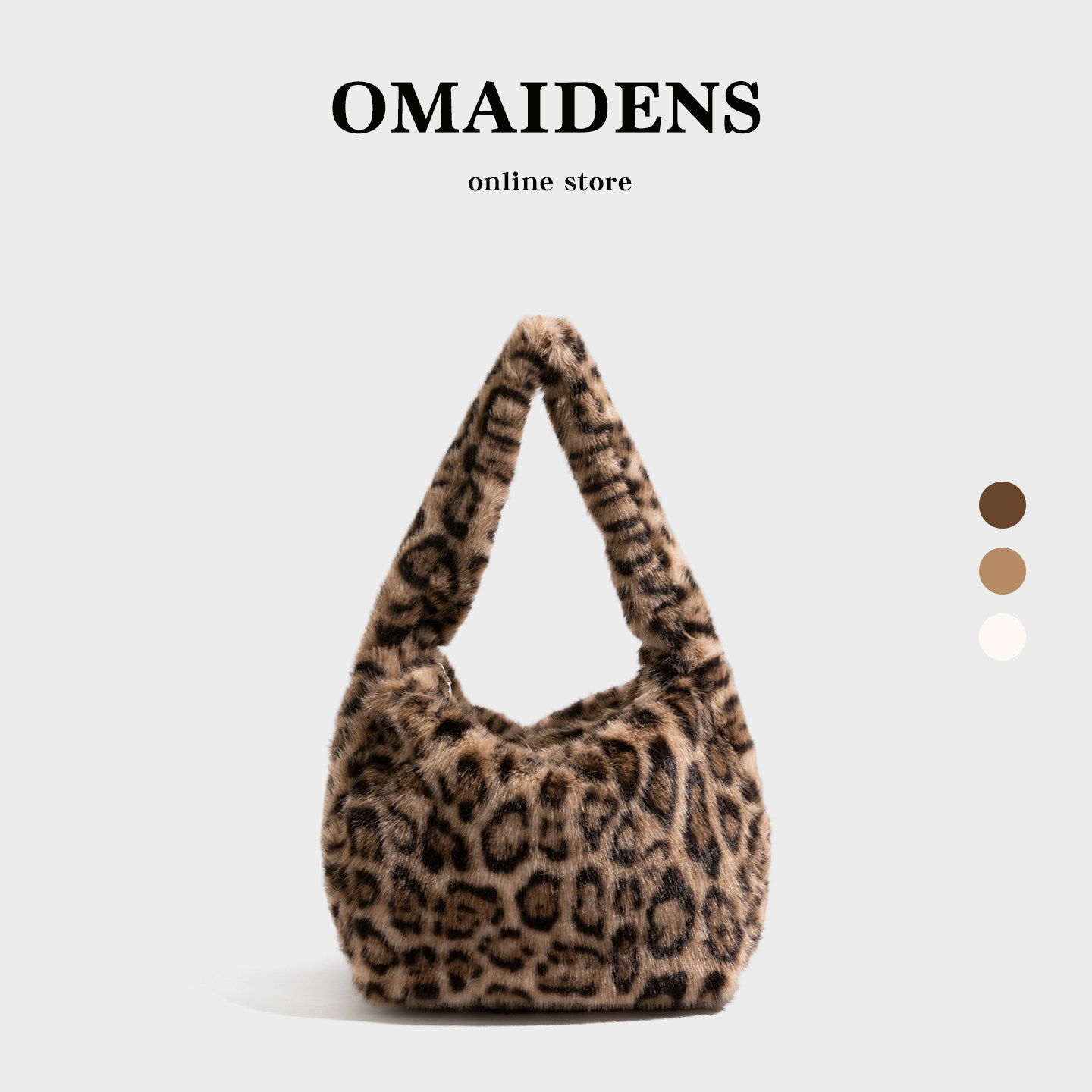 橙子少女豹纹手提包高级感包包