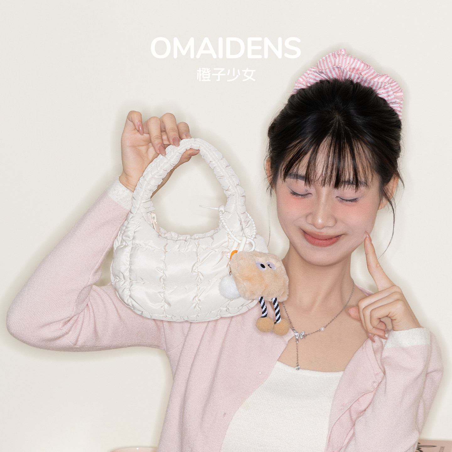 橙子少女韩国迷你云朵包可爱手提包2026新款春夏mini褶皱羽绒包包,箱包皮具/热销女包/男包,手拿包,淘宝优惠券,粉丝福利购,淘宝优惠卷