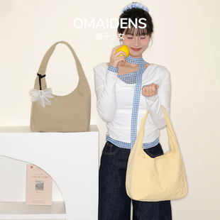 橙子少女新款尼龙通勤托特包女单肩包小个子日常百搭轻便高颜值包