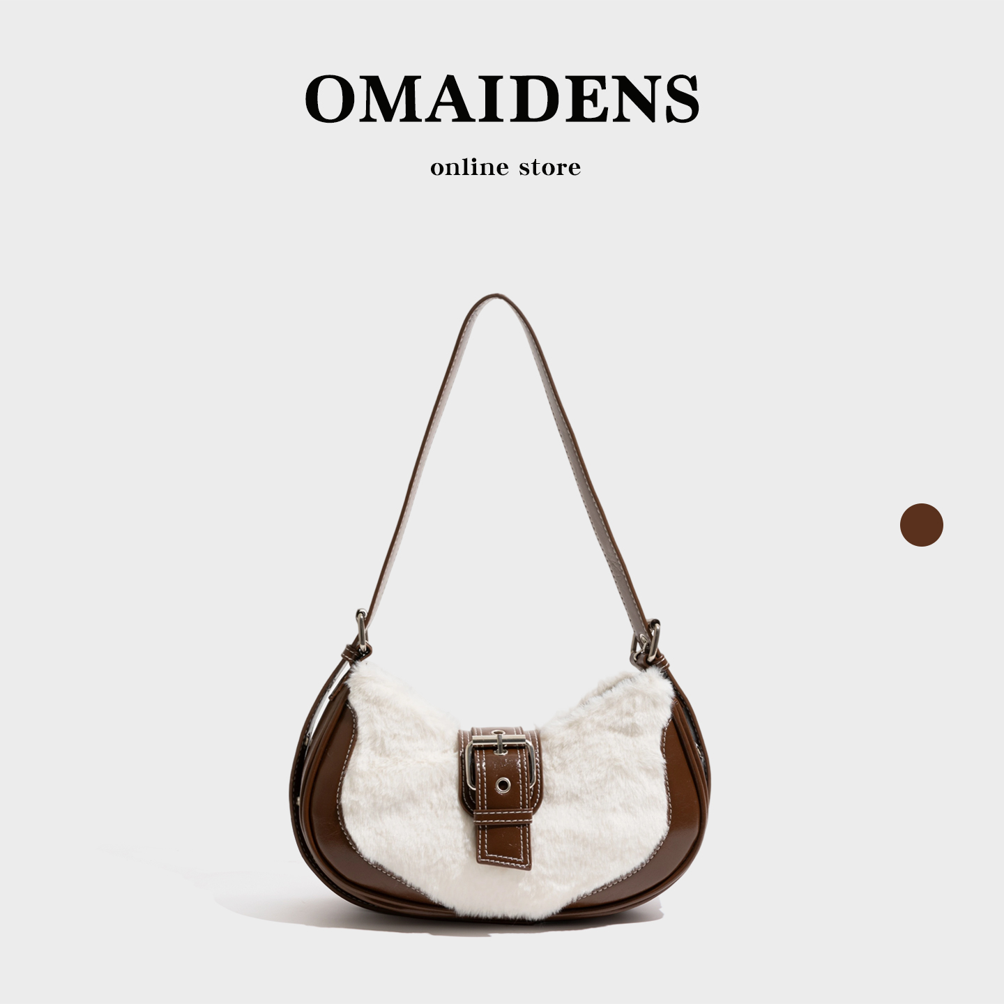 橙子少女羊羔毛腋下包2025新款