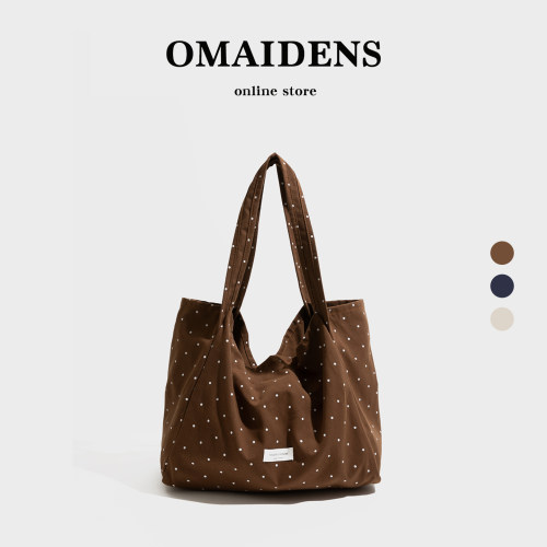 橙子少女波卡尔圆点帆布包春夏