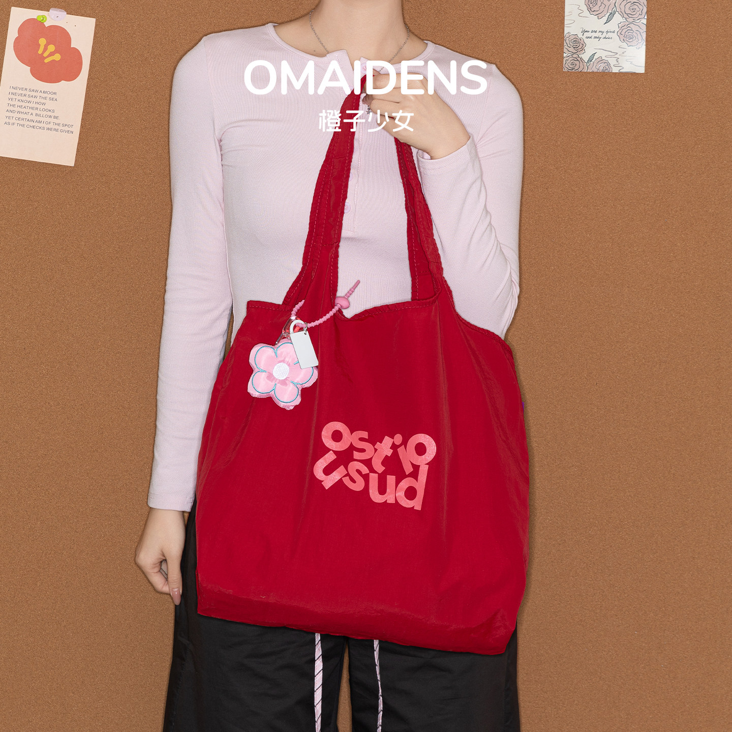 橙子少女韩系慵懒风托特包女学生大容量轻便单肩包简约字母帆布包,箱包皮具/热销女包/男包,托特包,淘宝优惠券,粉丝福利购,淘宝优惠卷