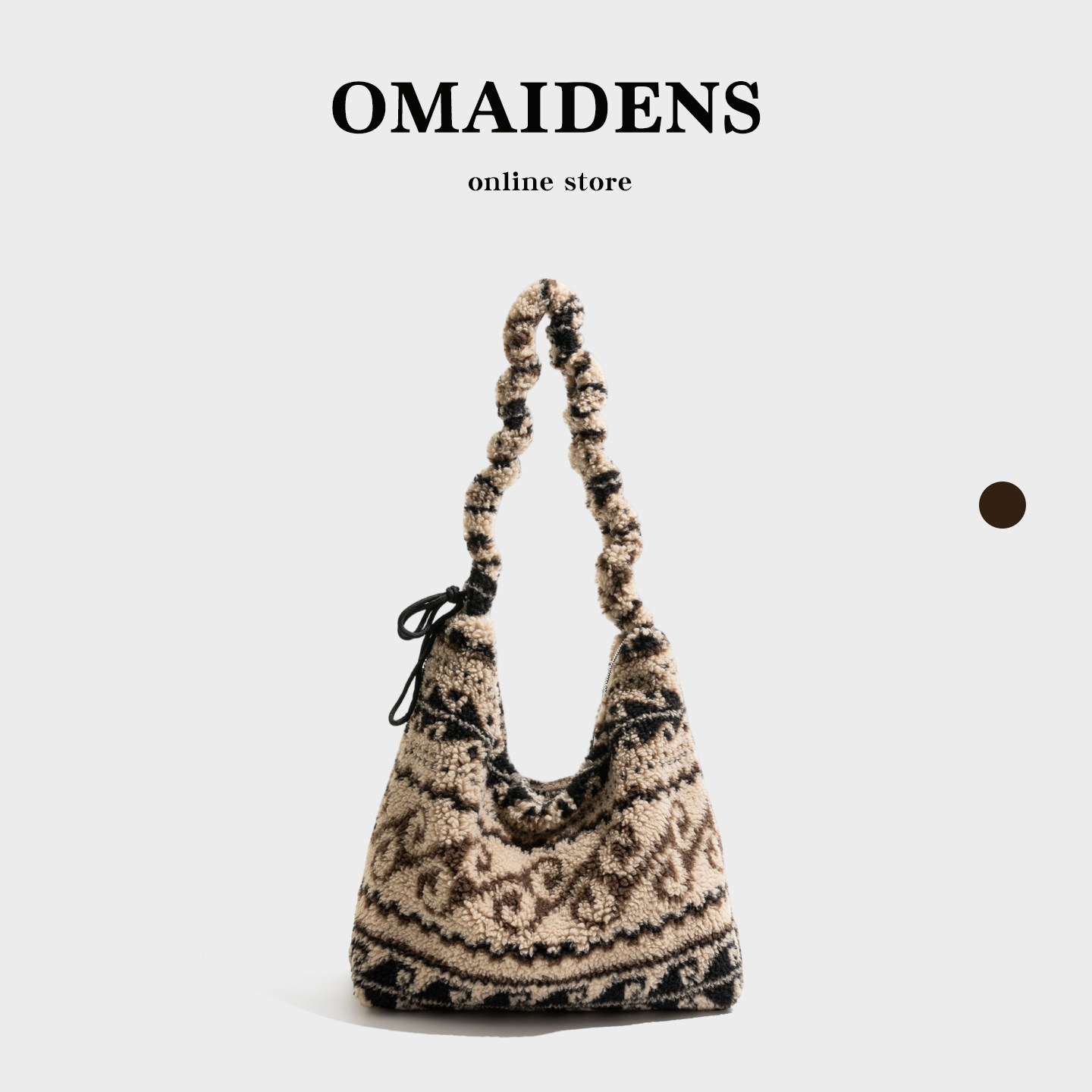 橙子少女复古羊羔毛费尔岛托特包女大容量民族风毛绒绒单肩斜挎包,箱包皮具/热销女包/男包,托特包,淘宝优惠券,粉丝福利购,淘宝优惠卷