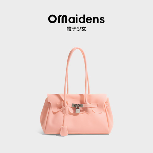 橙子少女千禧同款粉色果冻托特包